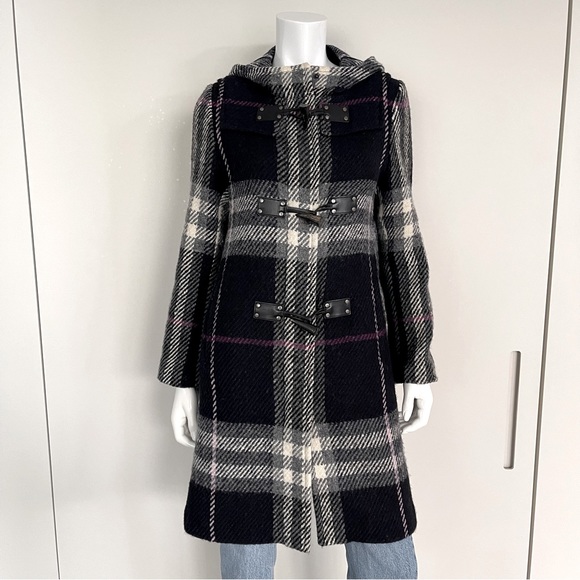 AUTHENTIC BURBERRY LONDON Plaid Check Hooded Toggle Duffle Coat - Picture 3 of 12